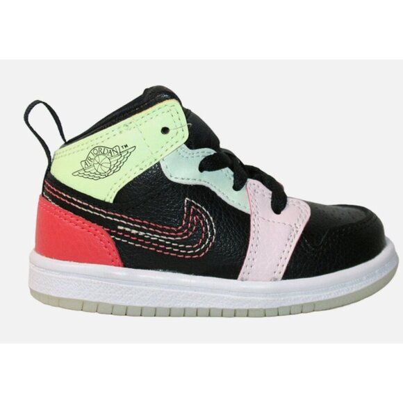 Nike Other - Nike Air Jordan 1 Mid Se GS Av5174 Sneakers Black Ember Glow Barely Volt 10C